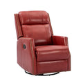 Red Genuine Leather Swivel Recliner Chair with Nailhead Trims C138351