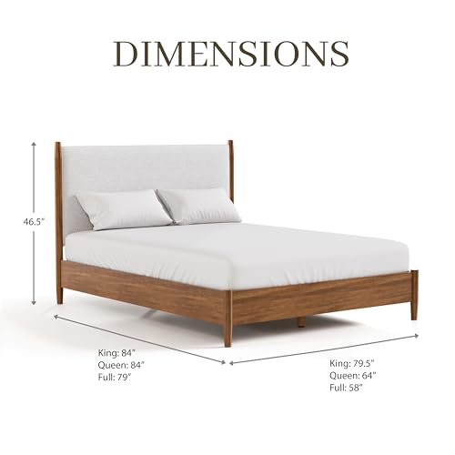 Walnut Solid Wood Queen Bed Frame with Headboard T1292
