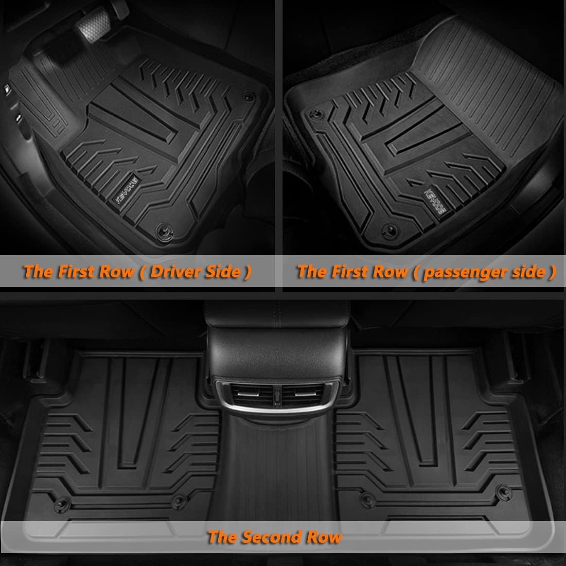 Black TPE All-Weather Car Floor Mats 3 Pieces A24057