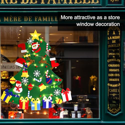 4ft DIY Felt Christmas Tree with Light 45pcs Detachable Ornaments Storage Bag C94402