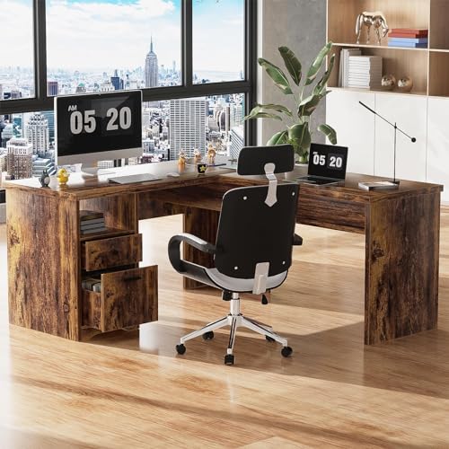 Black L Shaped Desk with Lift Top and Drawer Y27058
