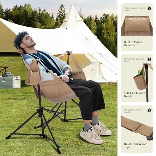 Blue Adjustable Folding Camping Chair with Cup Holder C7419