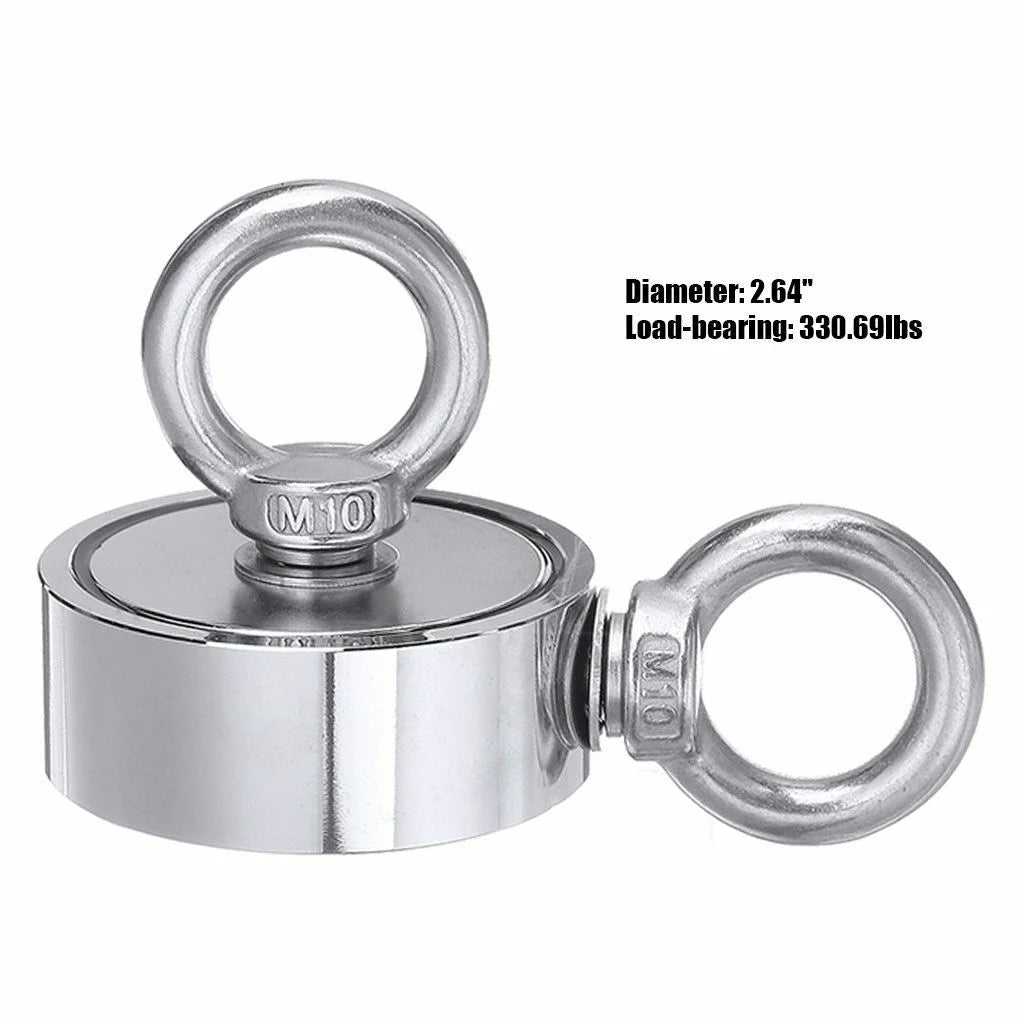 1300 Lbs Pull Force Neodymium Fishing Magnet Kit with Rope and Carabiner Y8830