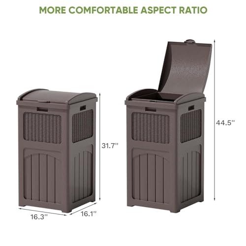Black 36 Gallon Resin Outdoor Trash Can with Lid N4064