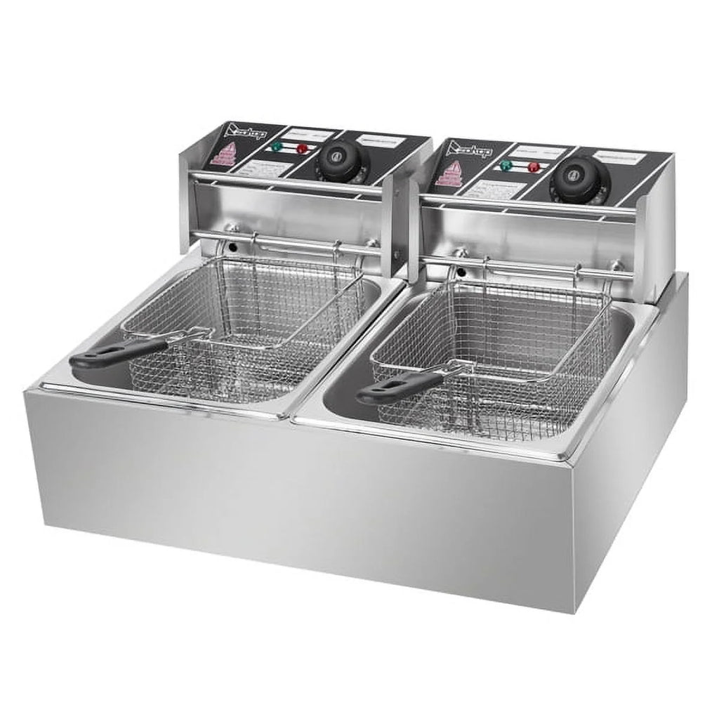12L Stainless Steel Electric Double Tank Deep Fryer With Basket O977088