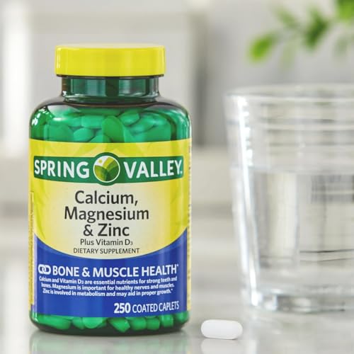 Calcium, Magnesium & Zinc Plus Vitamin D3 Coated Caplets, 250 Count + Weekly Pillbox B23249