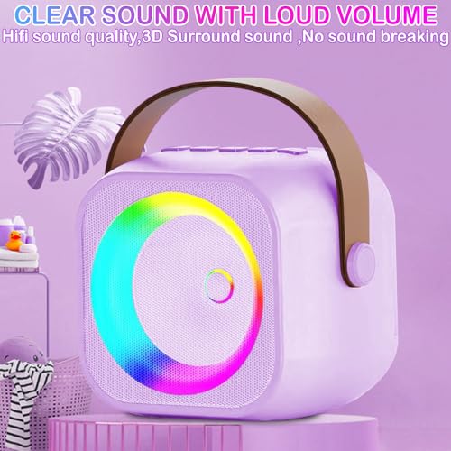 Mini Karaoke Machine with 2 Wireless Microphone & LED Lights T491