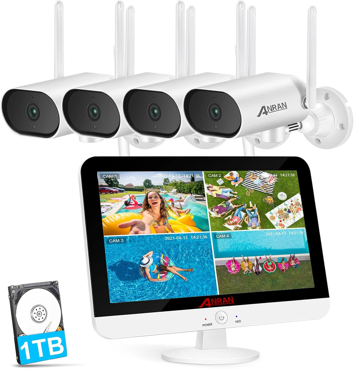 8 Channel 2K Wireless Security Camera System with 13 LCD Monitor S137189