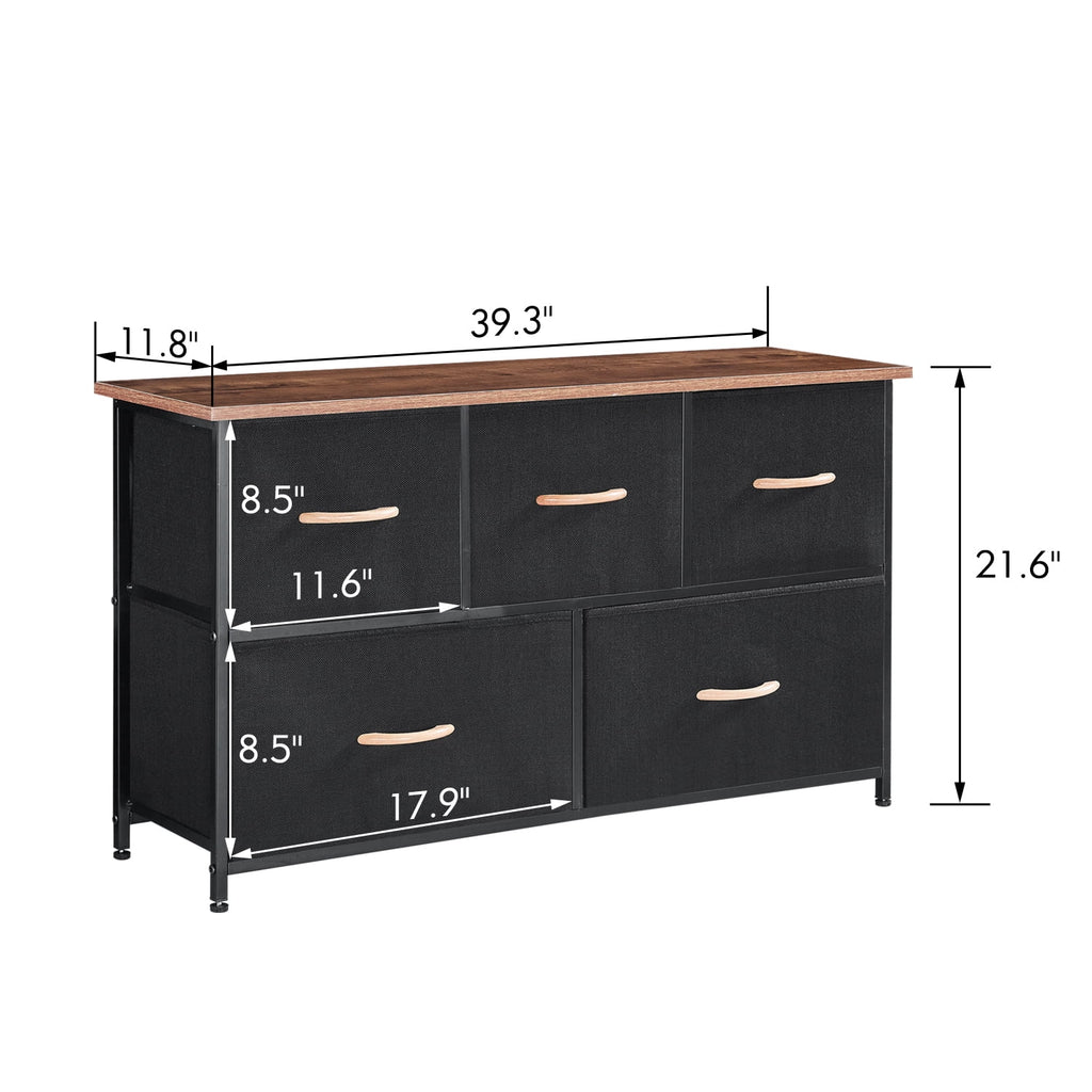 5 Drawer Steel Frame Wood Top Dresser C678512