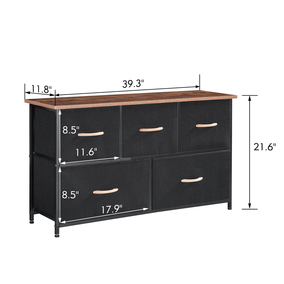 5 Drawer Steel Frame Wood Top Dresser C678512