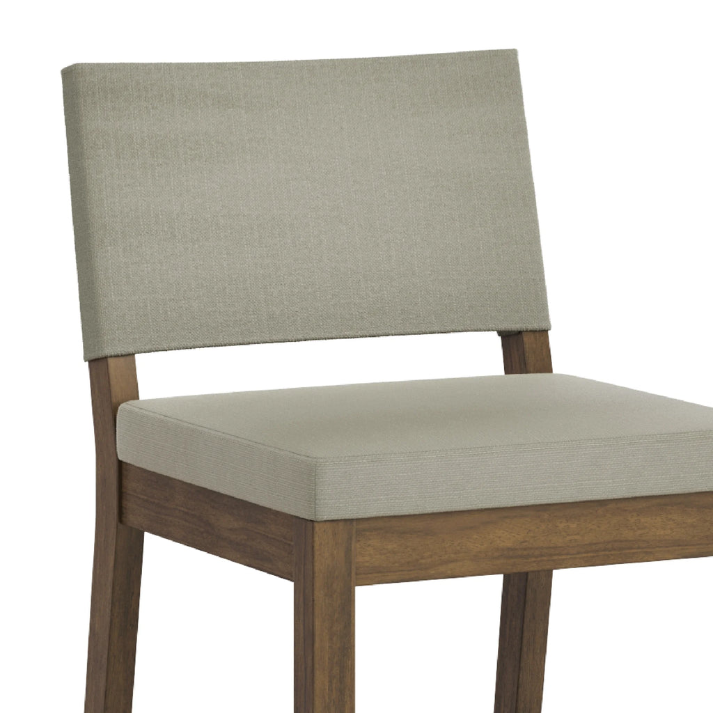 Light Gray Upholstered Bar Stool with Back and Solid Rubberwood Legs F3204