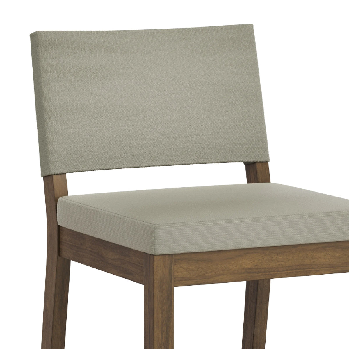 Light Gray Upholstered Bar Stool with Back and Solid Rubberwood Legs F3204