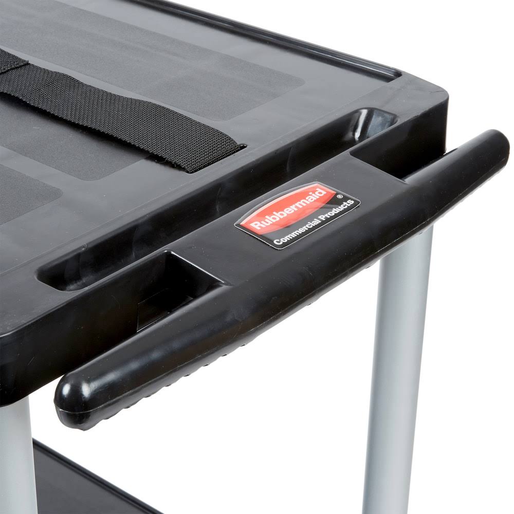 Black Three-Shelf AV Cart with Cabinet U750035