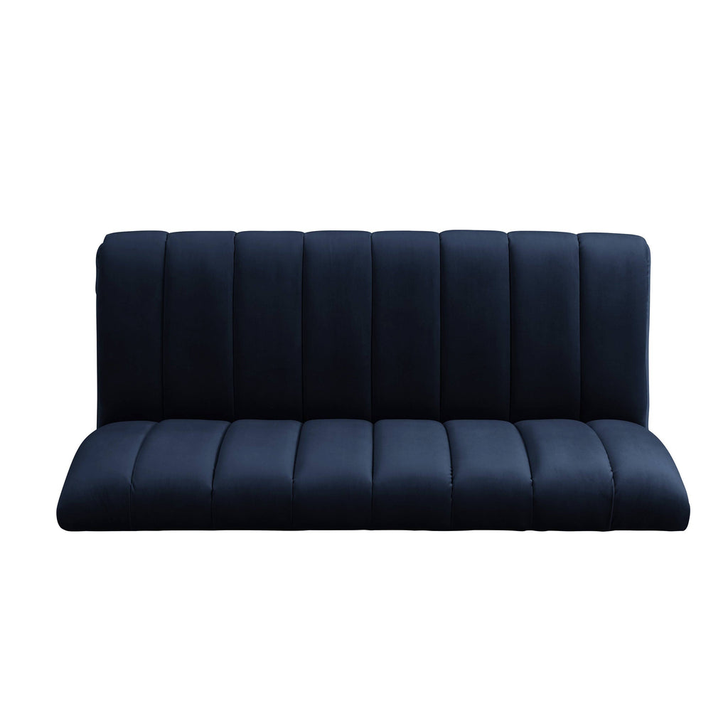 Navy Blue Velvet Armless Loveseat K60952