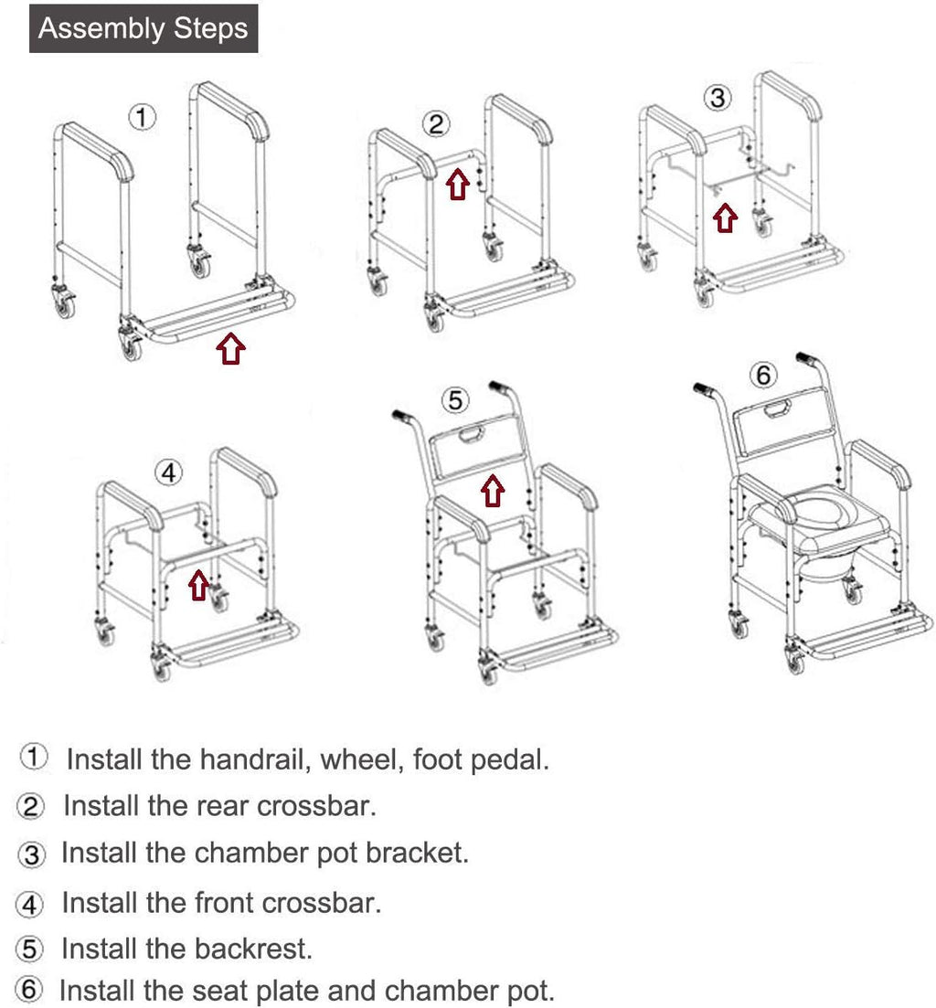 Medical Commode Toilet Rolling Shower Chair With Casters C630