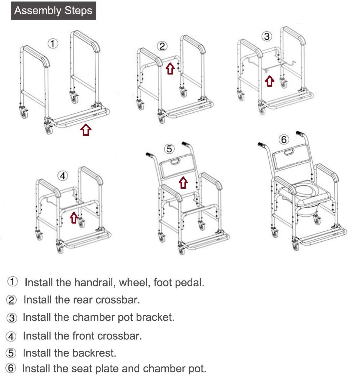 Medical Commode Toilet Rolling Shower Chair With Casters C630