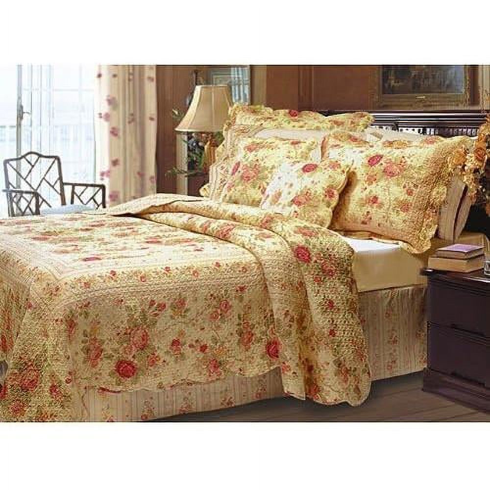 Queen Rose Bedding Quilt Set S49267