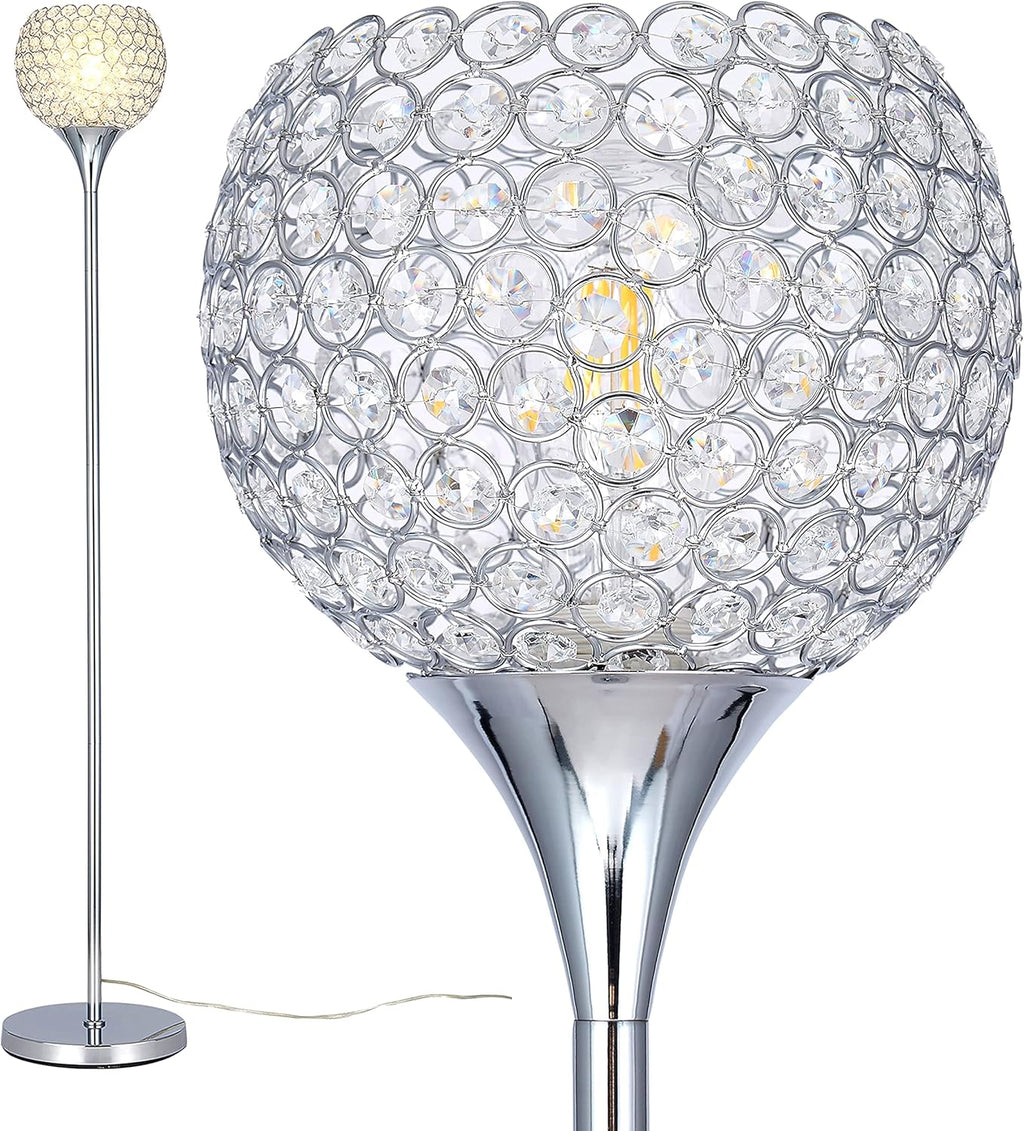 Crystal 1-Light Chrome Finish Floor Lamp with LED Bulb I9540