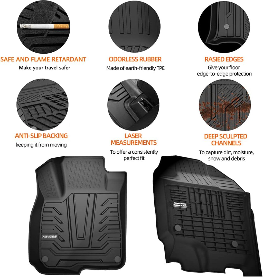 Black TPE All-Weather Car Floor Mats 3 Pieces A24057