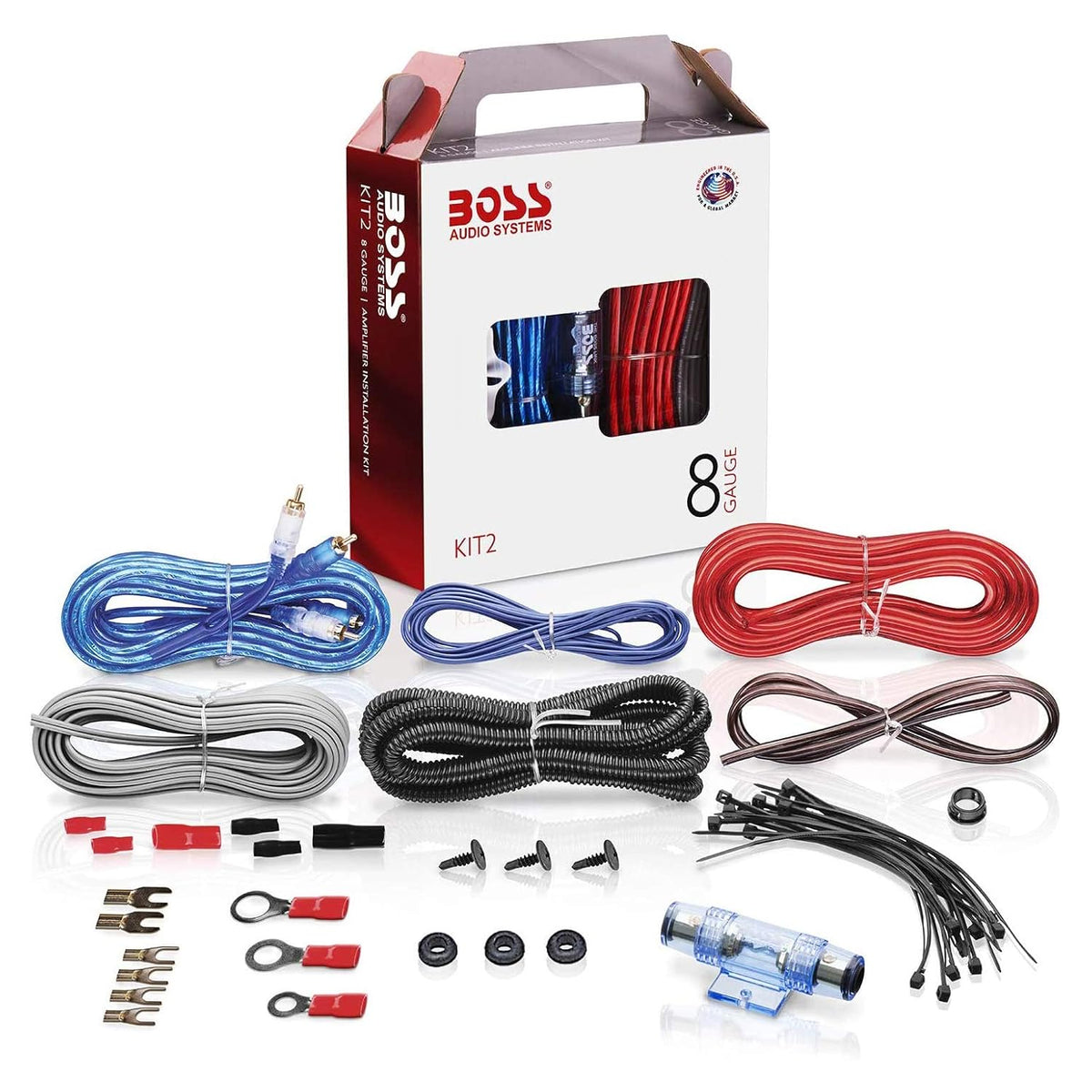 400 Watt 4-Channel Car Audio Amplifier and 8 Gauge Wiring Kit L72169