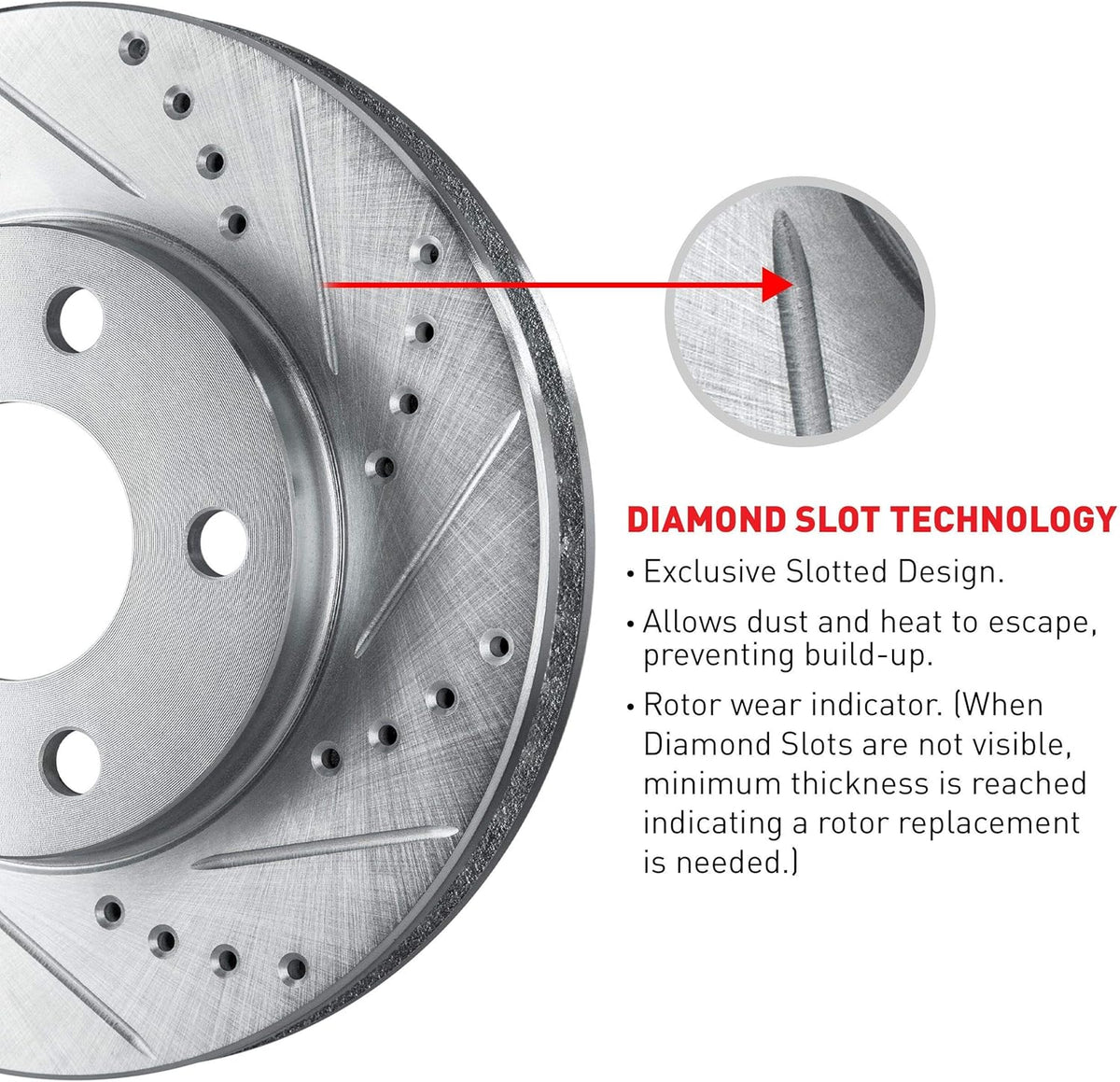 Drilled and Slotted Brake Rotors with Ceramic Brake Pads W530486