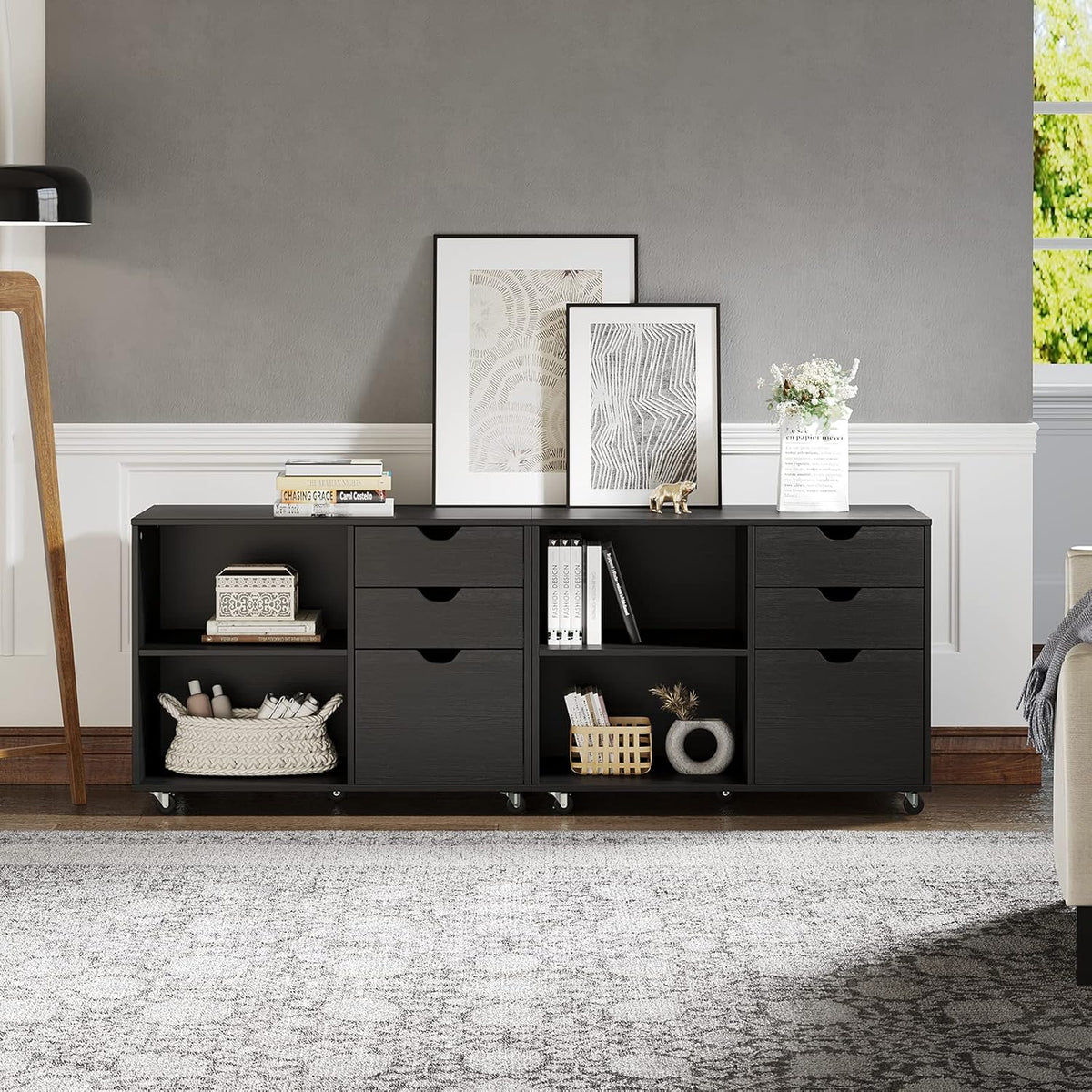 Black 3 Drawer Wood File Cabinet N434826