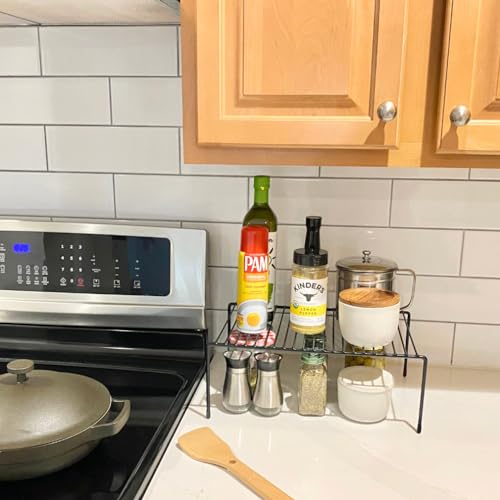 Black 2 Pack Metal Shelf Risers O38204