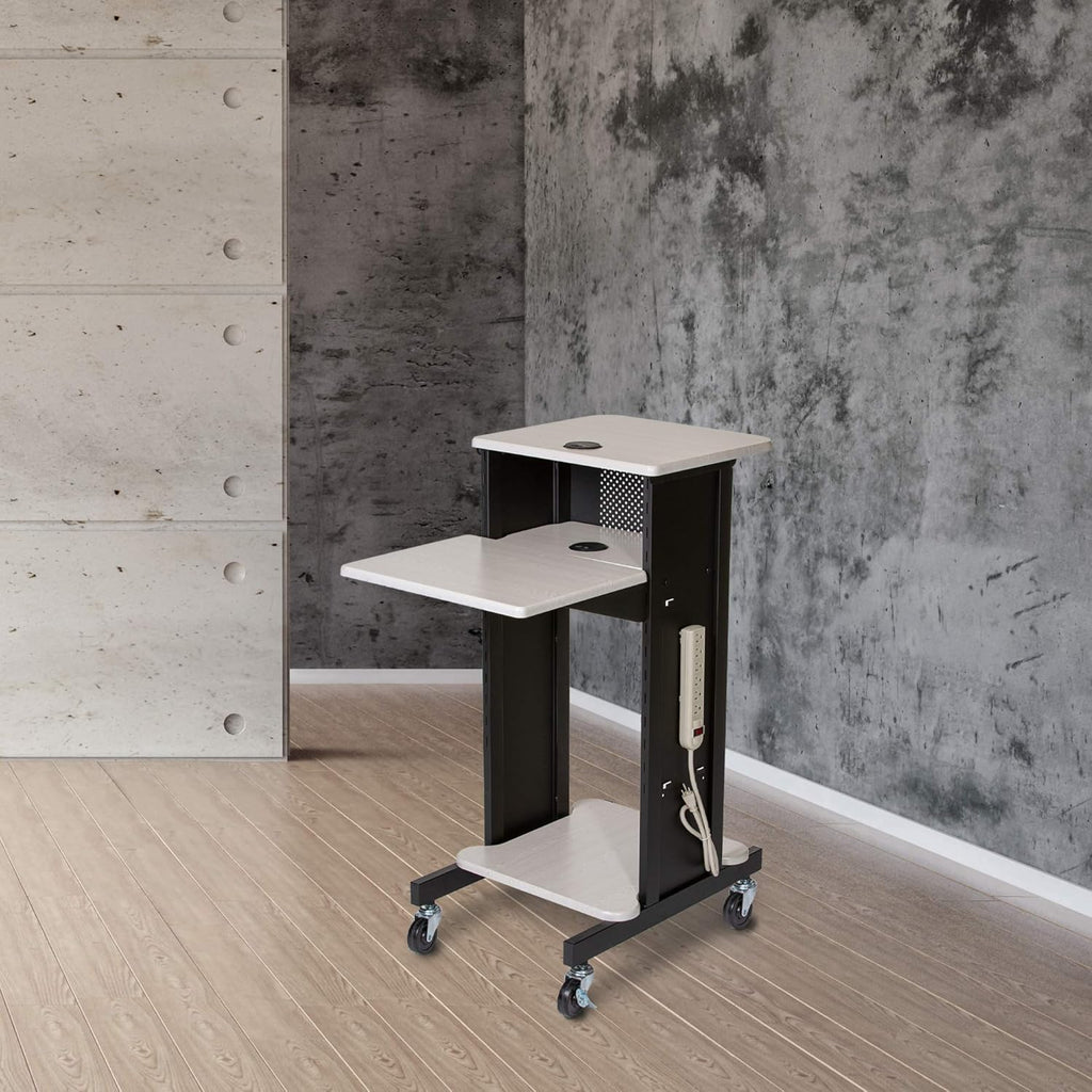 Presentation Cart and Stand, Steel Frame, Ivory Woodgrain K2781