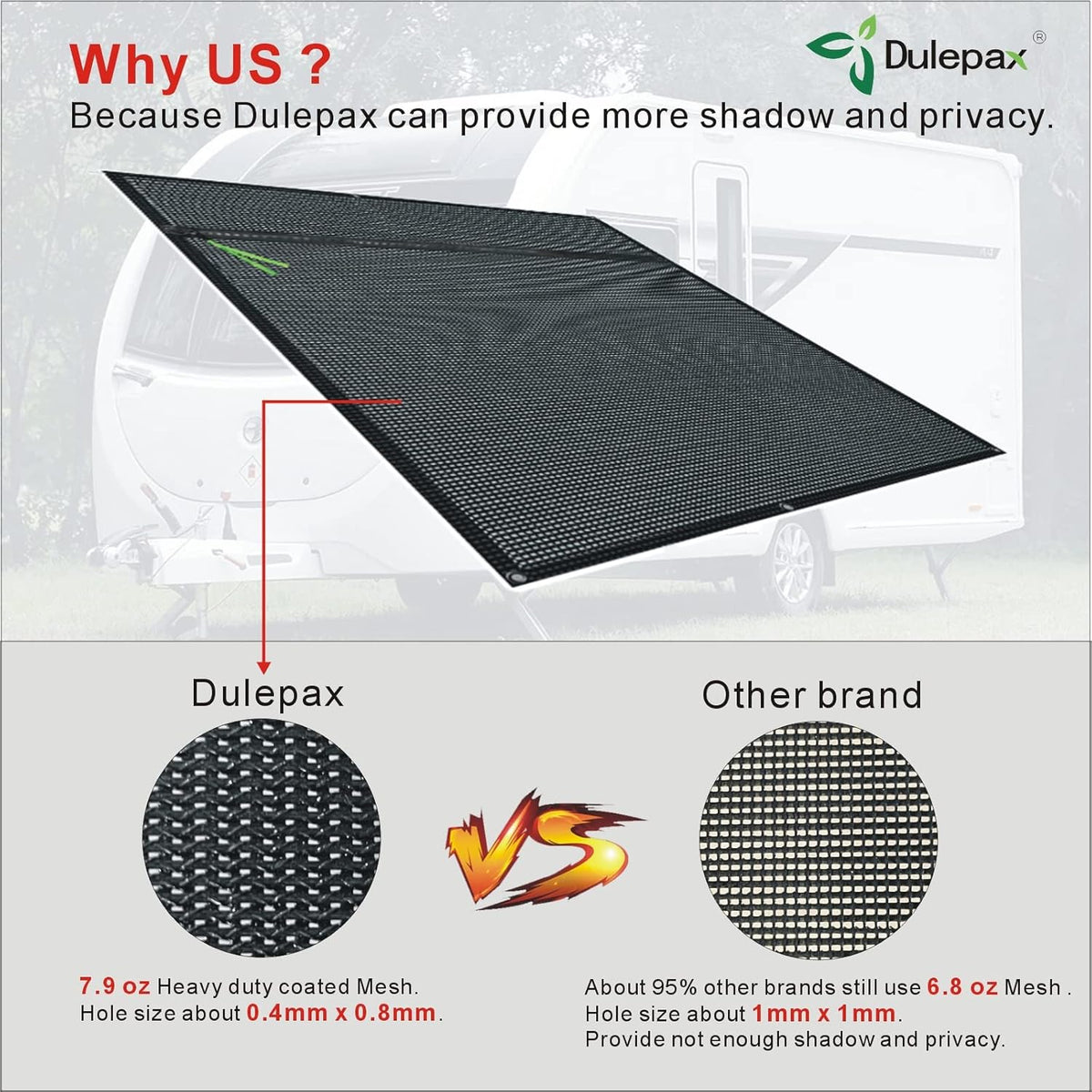 RV Awning Shade Screen with Zipper 8'X10'3'' H782