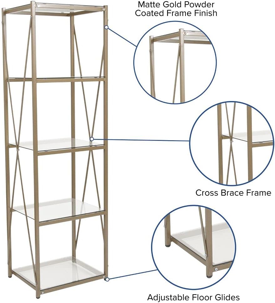 4 Shelf Glass Bookcase Z5177