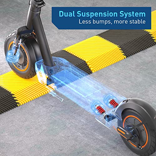 Electric Scooter, 46.6 Mi Long Range, 22 MPH, 650W Motor, 11'' Pneumatic Tires, Dual Suspension, 265lbs MAX Load N9536