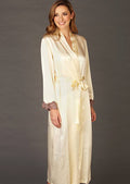 Silk Robe, Pearl Toffee, L/xl, Long Silk Robe with Side Pockets N30304