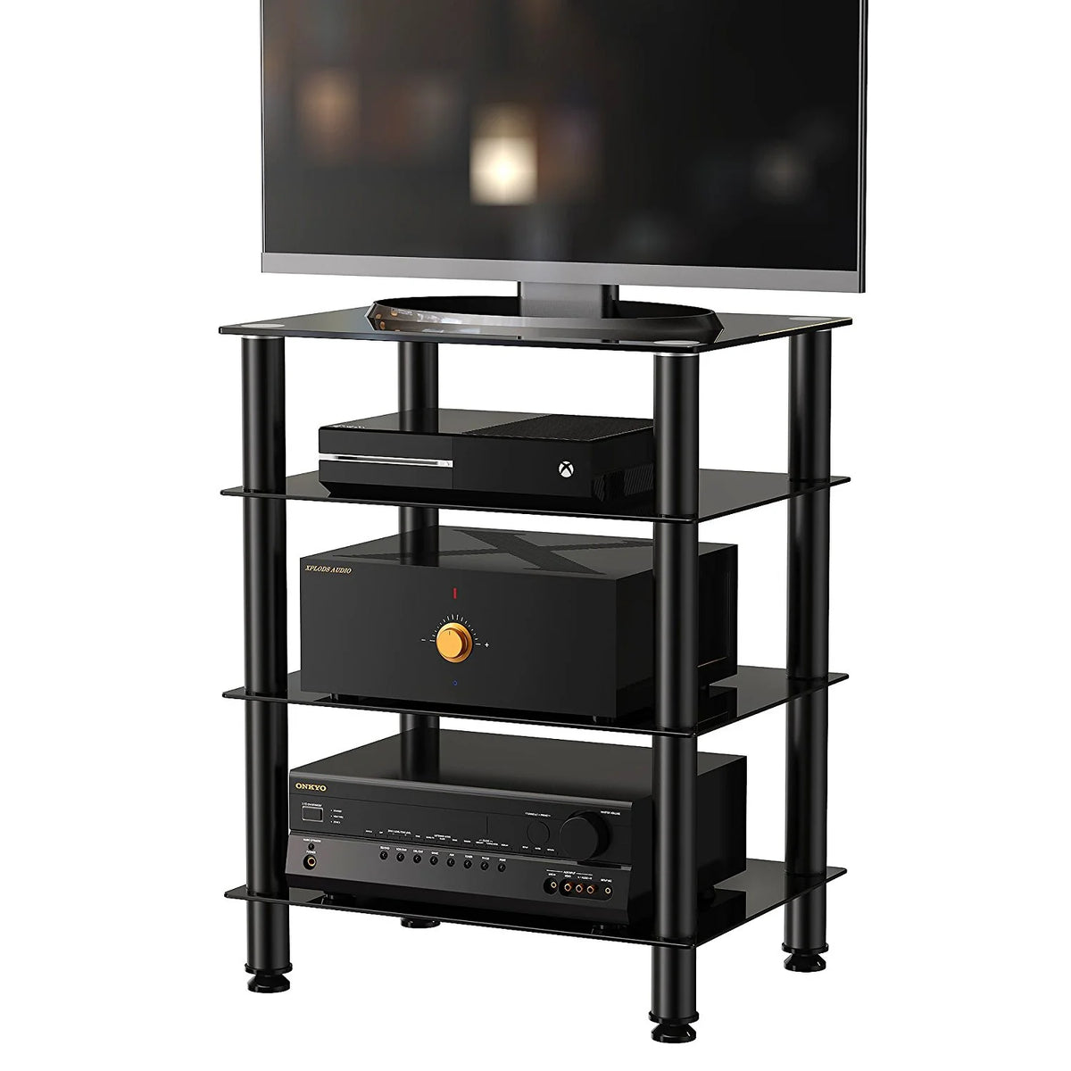 4-tier Glass Media TV Stand E3055