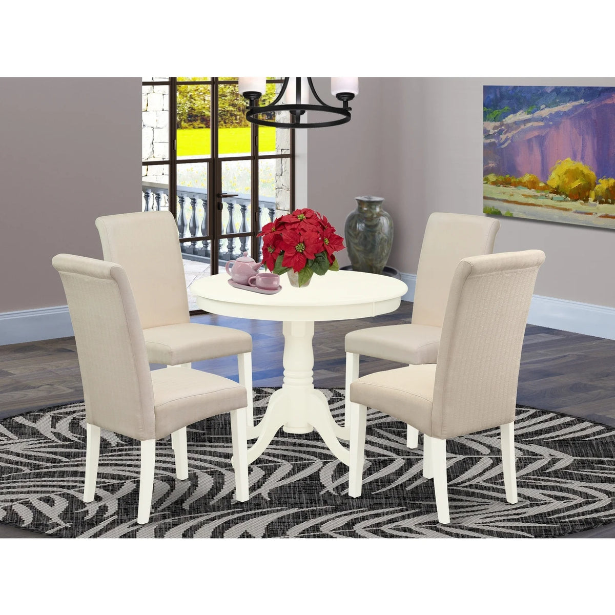 5 Pc Dining Set with Round Table and 4 Chairs I87748