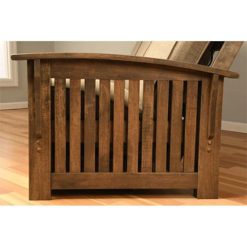 Queen Size Rustic Walnut Wood Storage Futon Frame W560679