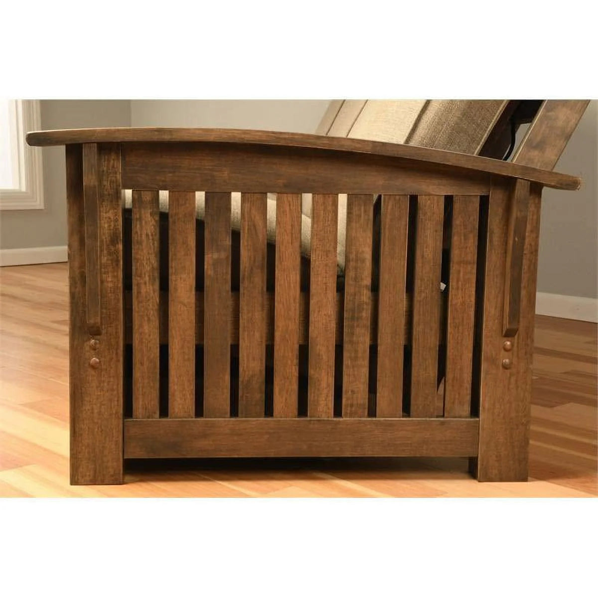 Queen Size Rustic Walnut Wood Storage Futon Frame W560679
