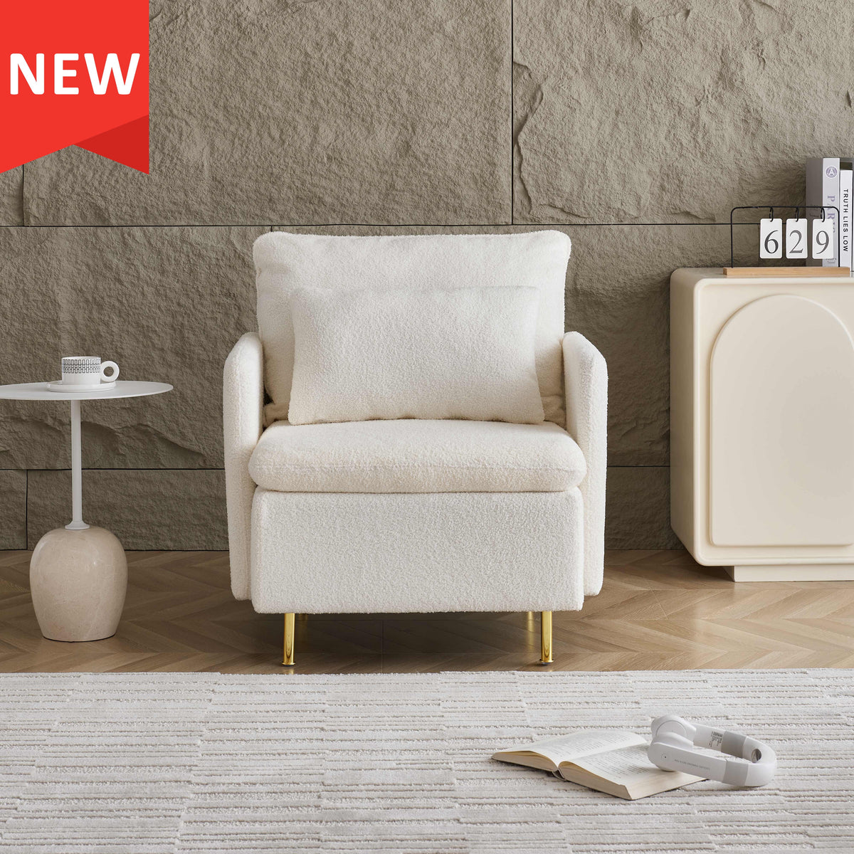 Ivory Sherpa Upholstered Accent Chair X925953
