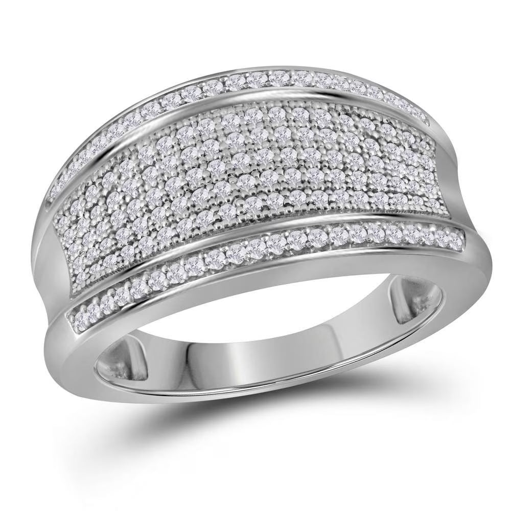 10kt White Gold Diamond Pave Band Ring Size 7 Q196