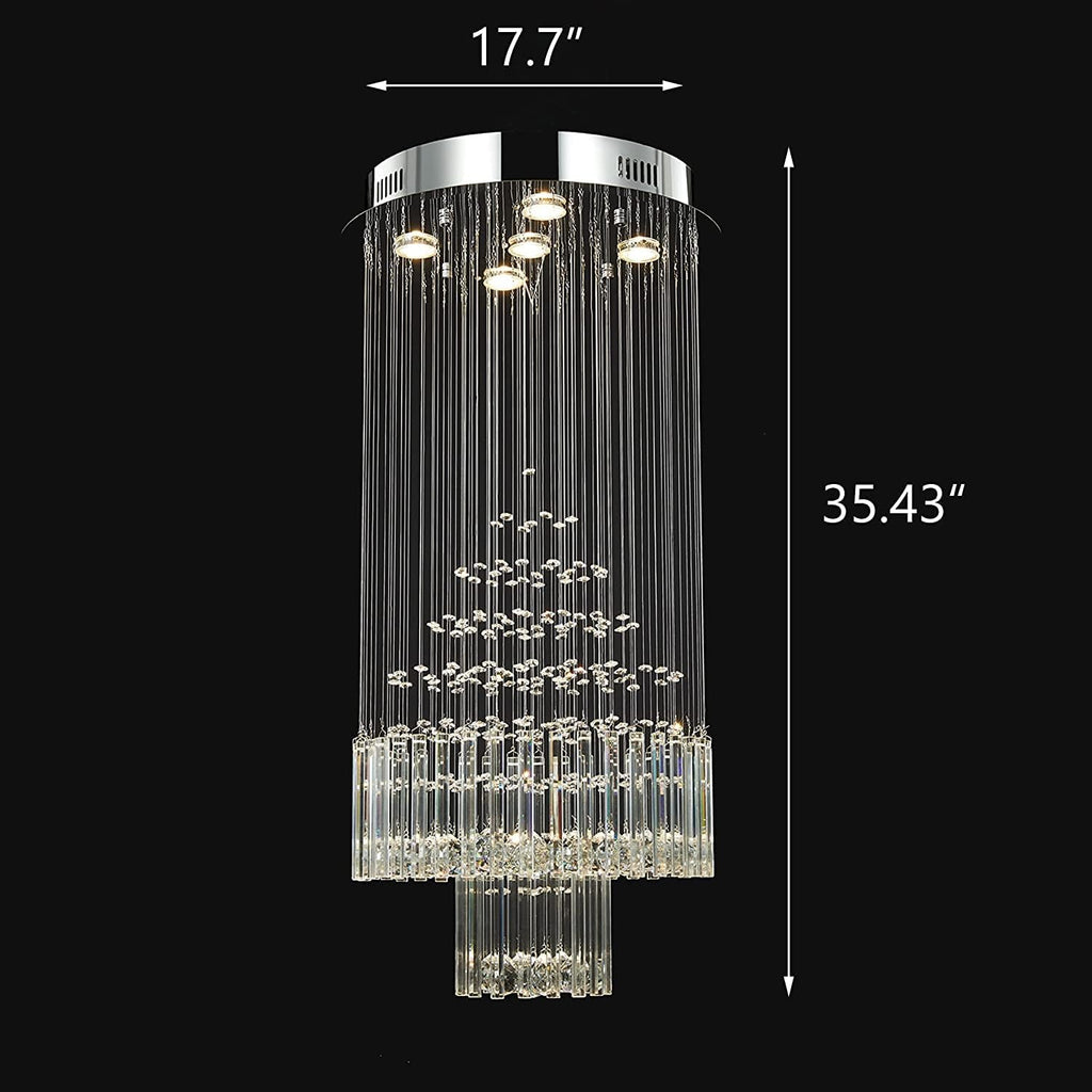 Crystal Raindrop 5-Lights Flush Mount Chandelier O74815