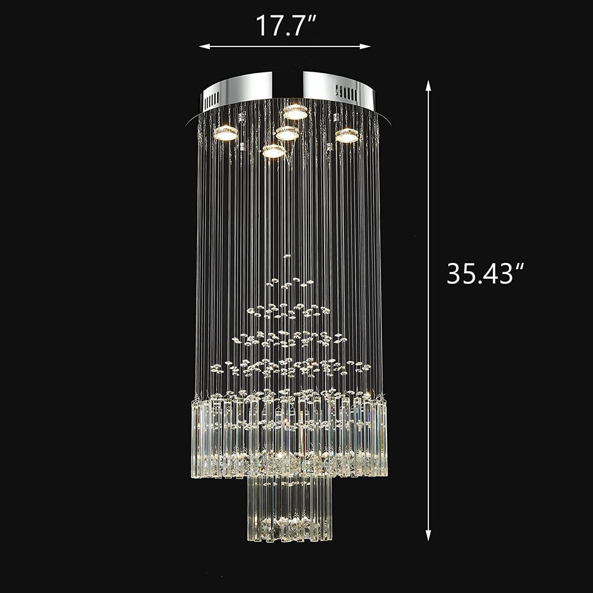 Crystal Raindrop 5-Lights Flush Mount Chandelier O74815