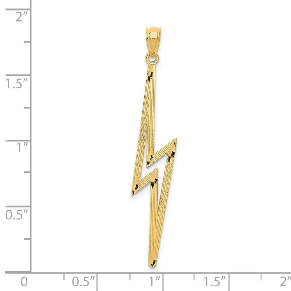 14k Yellow Gold Polished Diamond-Cut Lightning Bolt Pendant D963