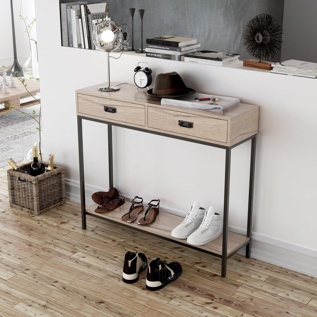 2 Drawer Oak Wood Console Table L712820