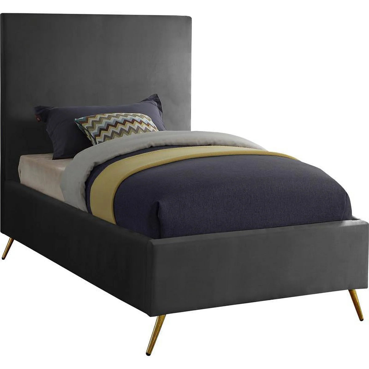 Gray Velvet Twin Bed X459821