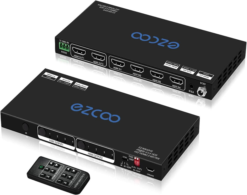 HDMI Matrix 4x2 4K 60Hz HDR 10 EDID Switch G65433