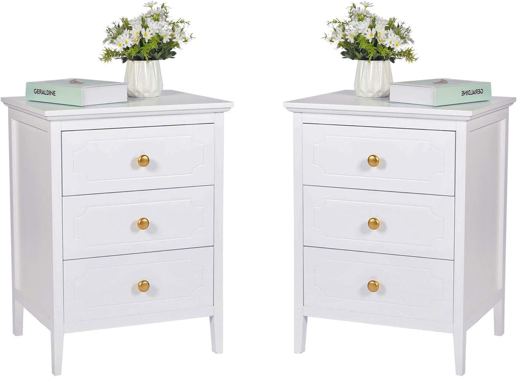 White 3 Drawer End Table 2 Set T419