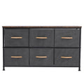 Gray 6 Drawer Fabric Dresser with Wooden Tabletop C5958