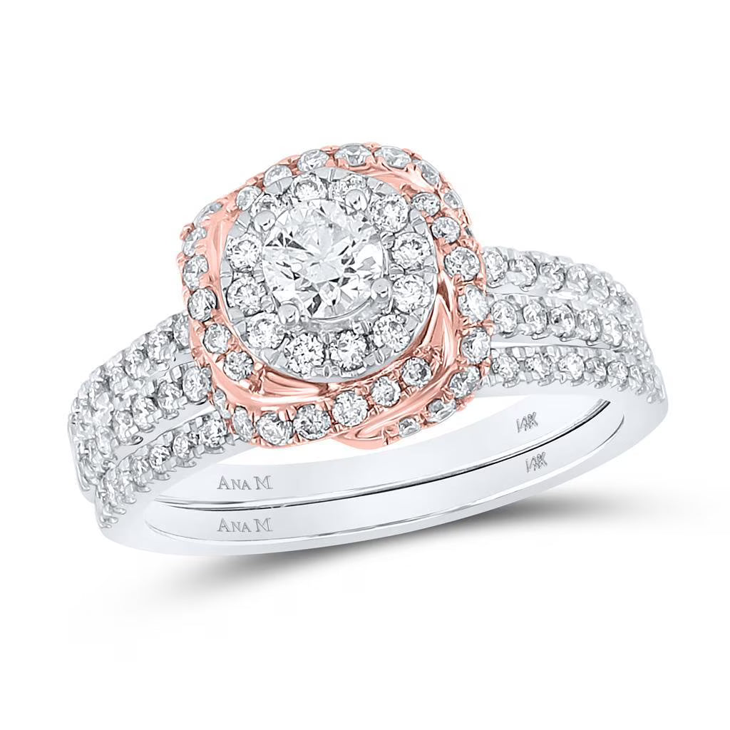 14k Two-tone Gold Diamond Bridal Wedding Ring Set 1 Cttw M38065