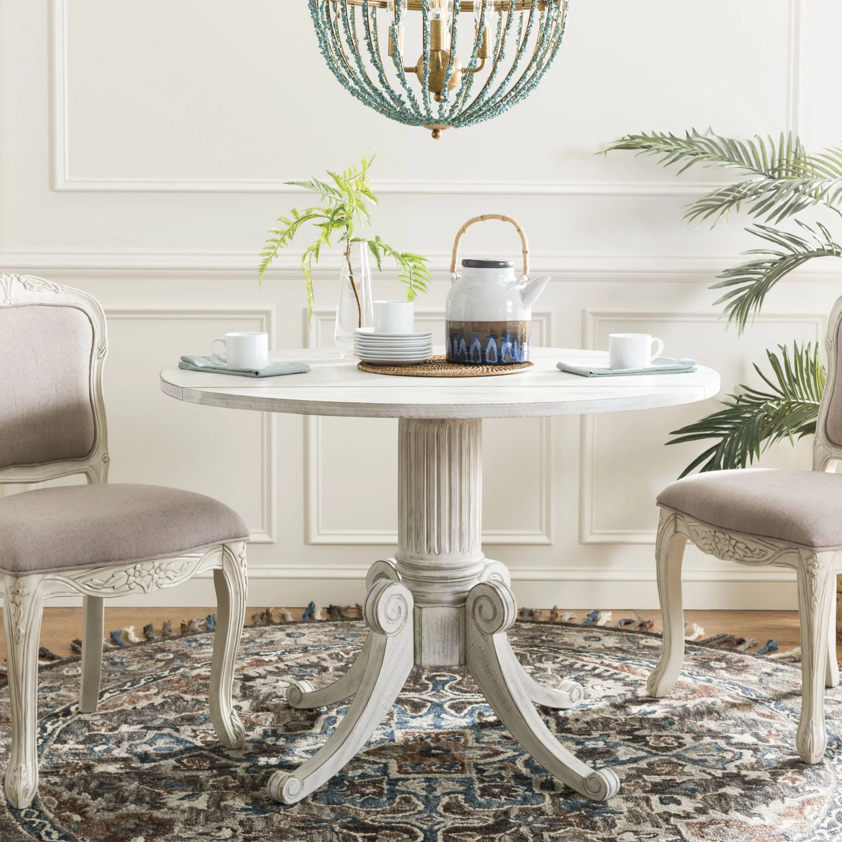 Antique White Foldable Leaf Dining Table U90850