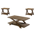 Rustic Wood 3-Piece Coffee Table Set in Oak F4027