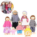 7 Pieces Wooden Dollhouse Family Set Mini People Figures X6485
